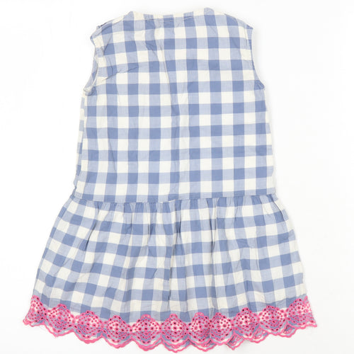 Gap Girls Multicoloured Check Cotton A-Line Size 4 Years Round Neck