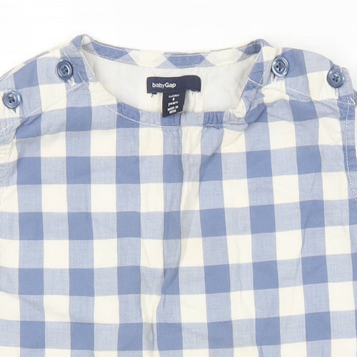 Gap Girls Multicoloured Check Cotton A-Line Size 4 Years Round Neck