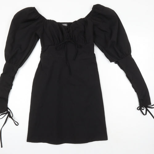 Missguided Womens Black Polyester Shift Size 8 Boat Neck