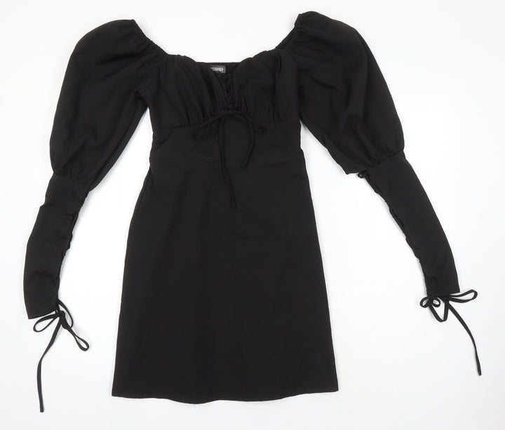 Missguided Womens Black Polyester Shift Size 8 Boat Neck