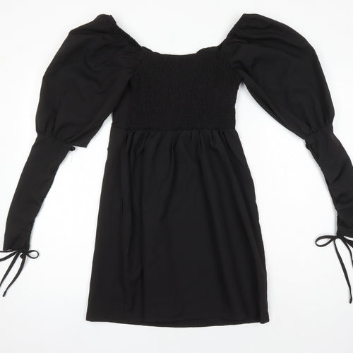 Missguided Womens Black Polyester Shift Size 8 Boat Neck