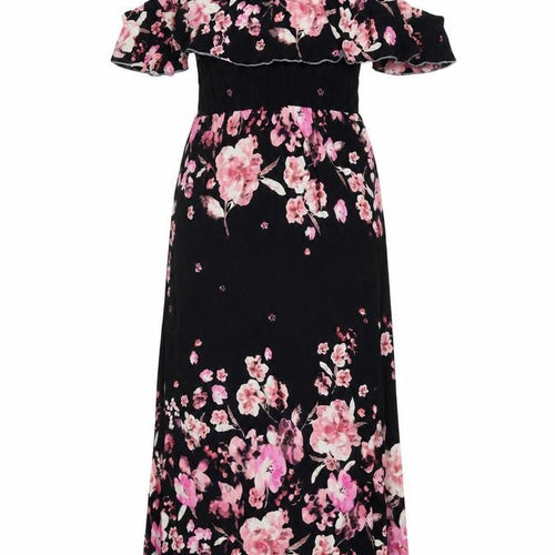 H&M Womens Ivory Floral Viscose Maxi Size M Round Neck