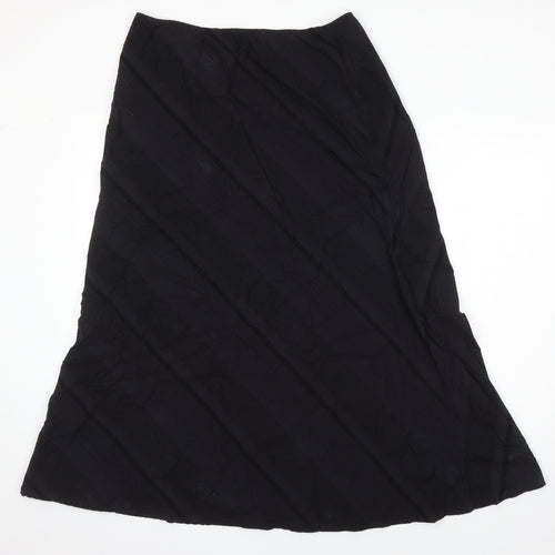 Taillissime Womens Black Herringbone Cotton A-Line Skirt Size 18 - Elasticated waist