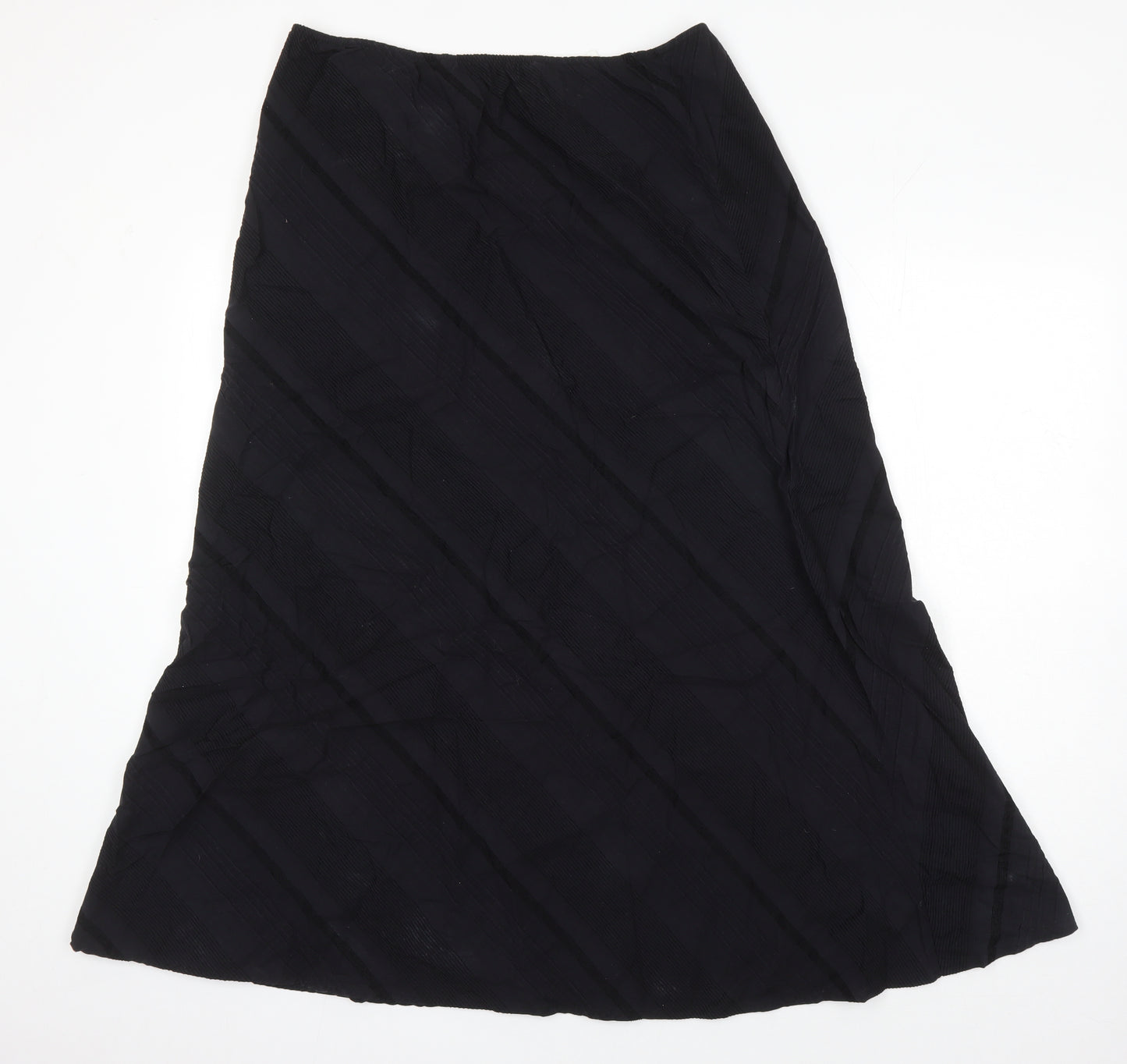 Taillissime Womens Black Herringbone Cotton A-Line Skirt Size 18 - Elasticated waist