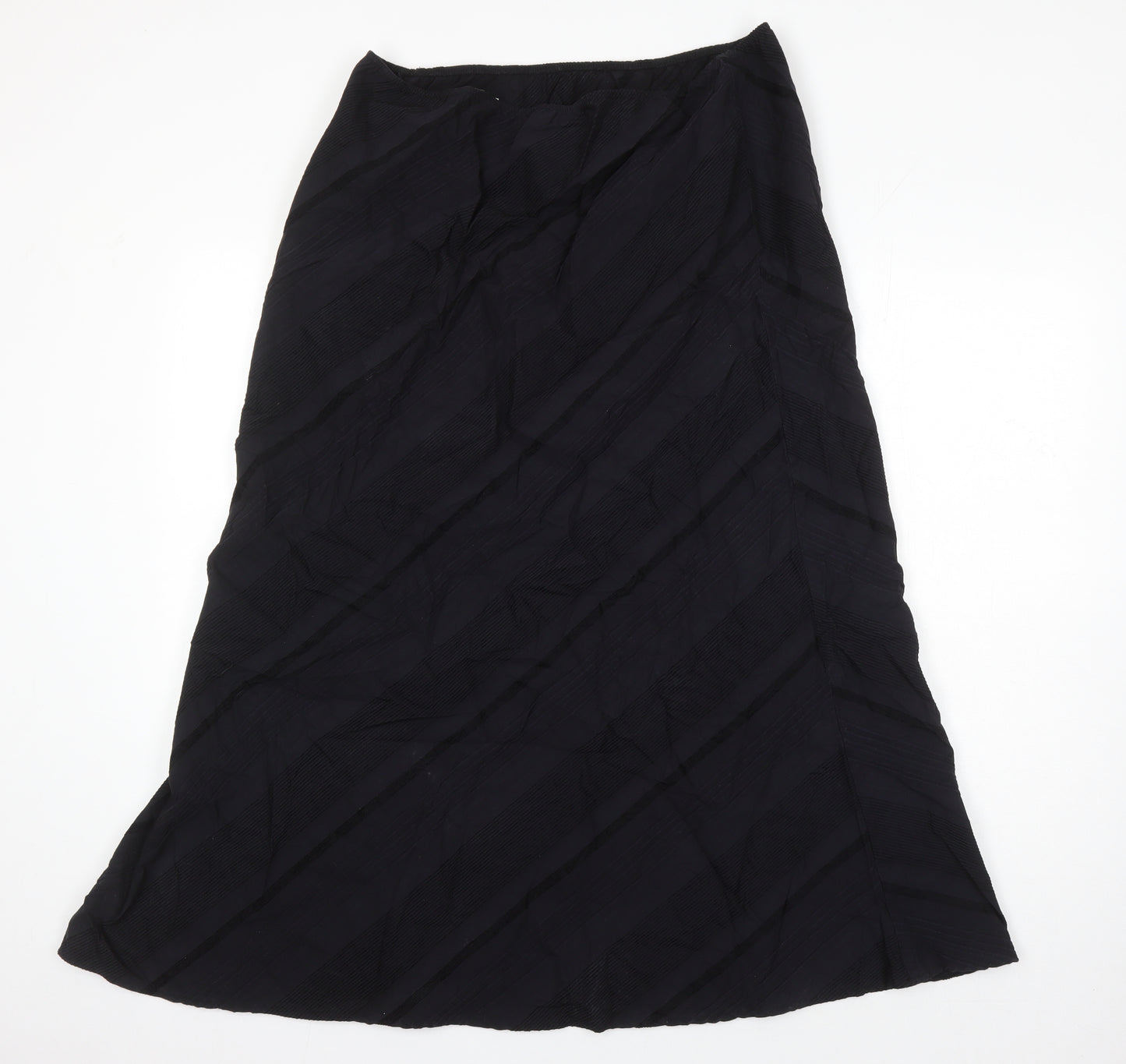 Taillissime Womens Black Herringbone Cotton A-Line Skirt Size 18 - Elasticated waist