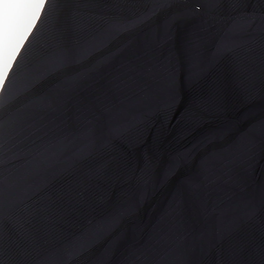 Taillissime Womens Black Herringbone Cotton A-Line Skirt Size 18 - Elasticated waist