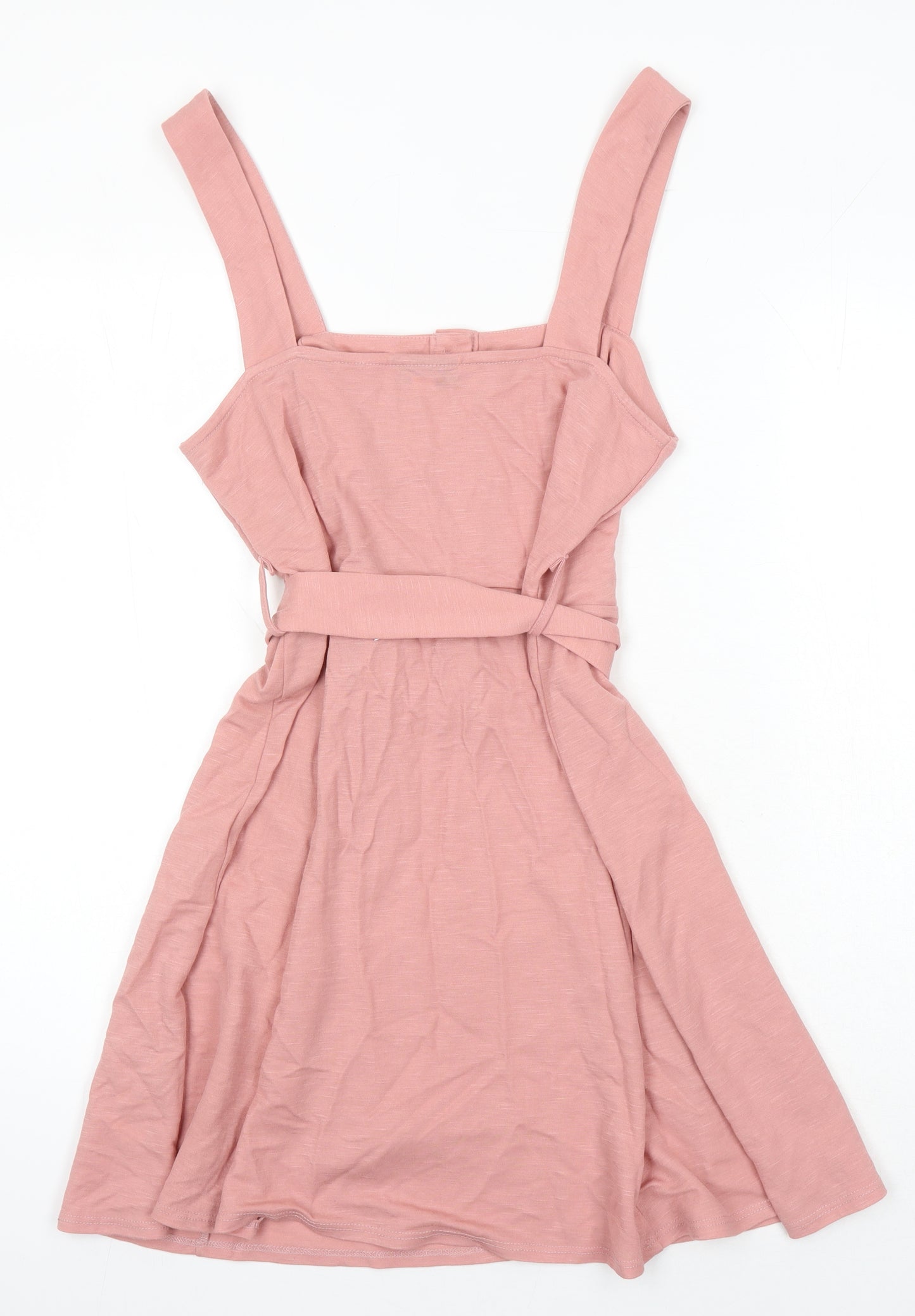 Topshop Womens Pink Houndstooth Viscose A-Line Size 12 Square Neck