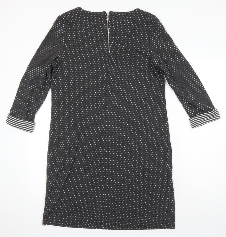 Roman Womens Grey Polka Dot Polyester Sheath Size 14 Boat Neck