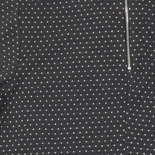 Roman Womens Grey Polka Dot Polyester Sheath Size 14 Boat Neck