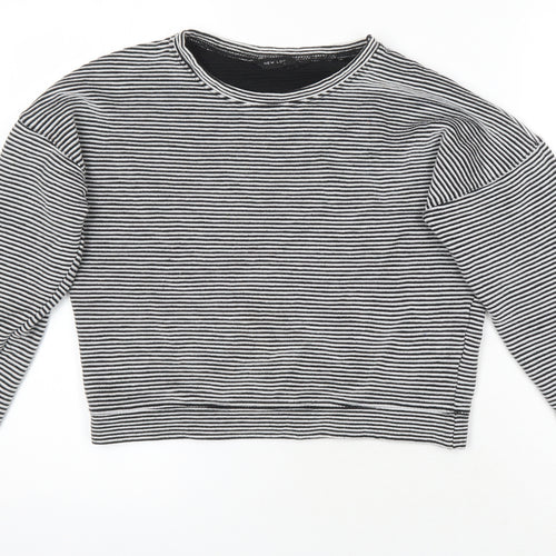 New Look Womens Multicoloured Striped Polyester Basic T-Shirt Size 10 Boat Neck