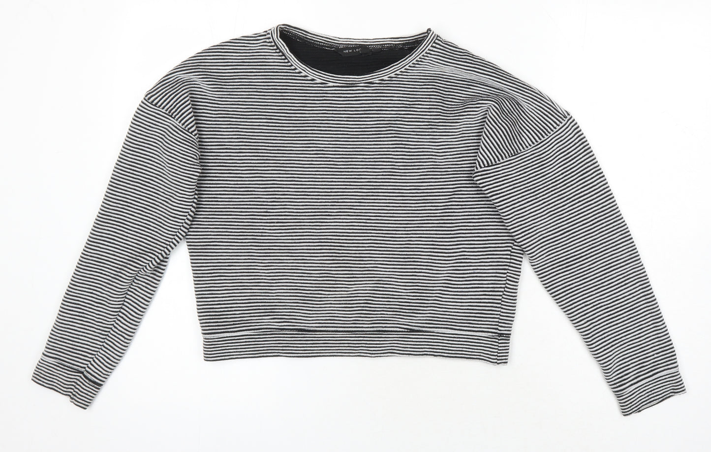 New Look Womens Multicoloured Striped Polyester Basic T-Shirt Size 10 Boat Neck