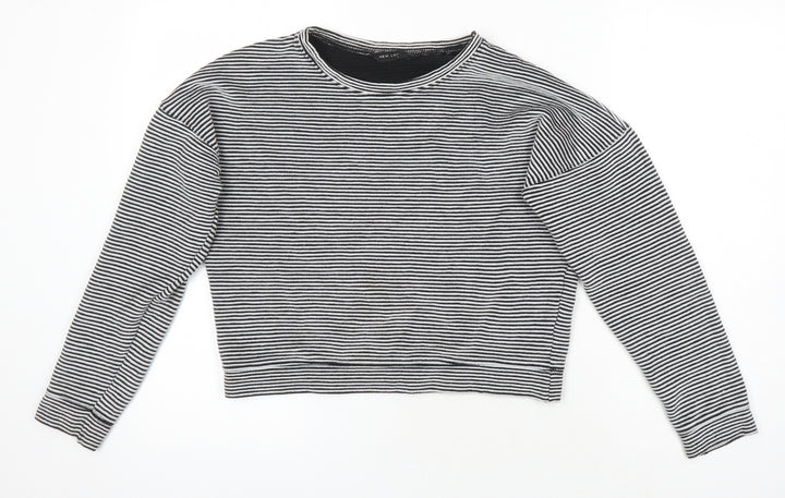 New Look Womens Multicoloured Striped Polyester Basic T-Shirt Size 10 Boat Neck