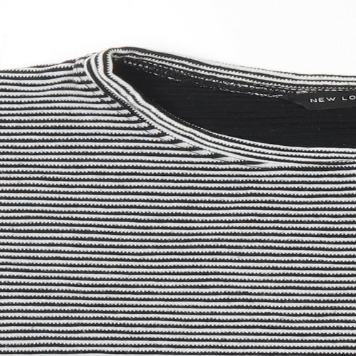New Look Womens Multicoloured Striped Polyester Basic T-Shirt Size 10 Boat Neck