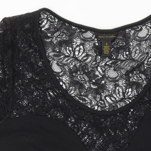 House of Derelon Womens Black Polyester Bodycon Size S Scoop Neck