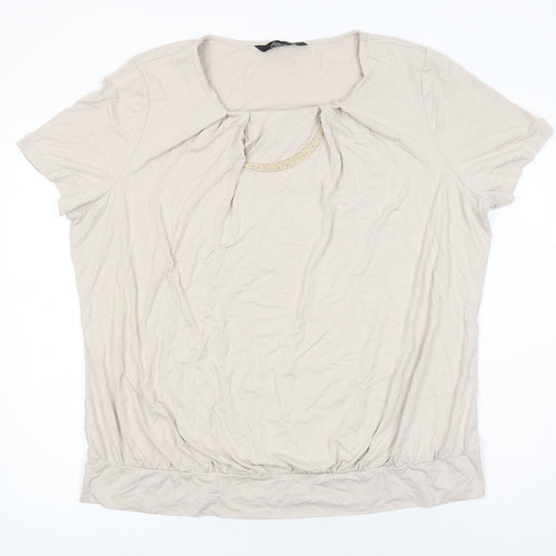 BM collection Womens Beige Viscose Tunic Blouse Size 24 Scoop Neck