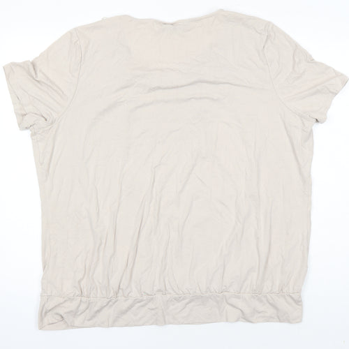 BM collection Womens Beige Viscose Tunic Blouse Size 24 Scoop Neck