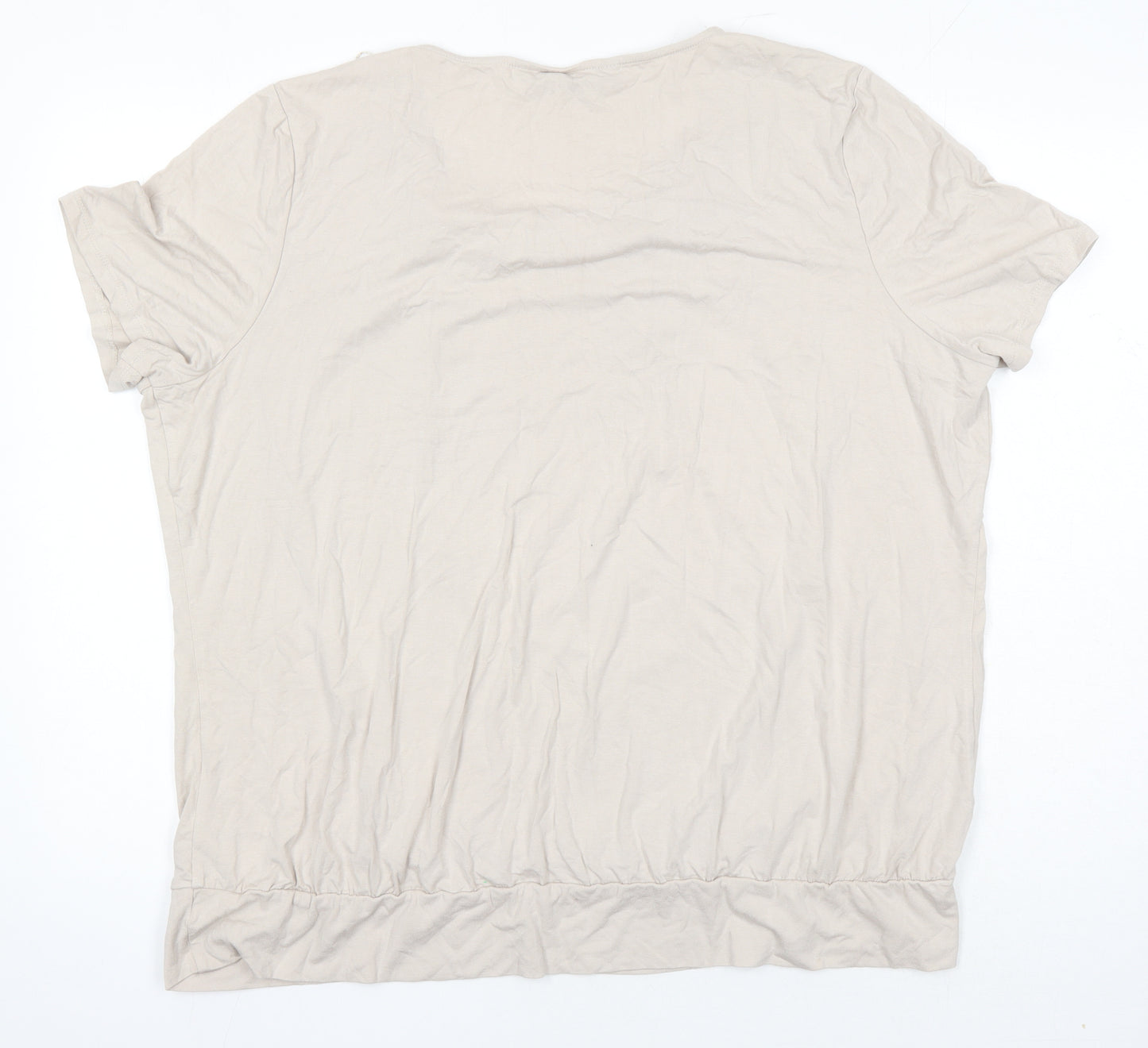 BM collection Womens Beige Viscose Tunic Blouse Size 24 Scoop Neck