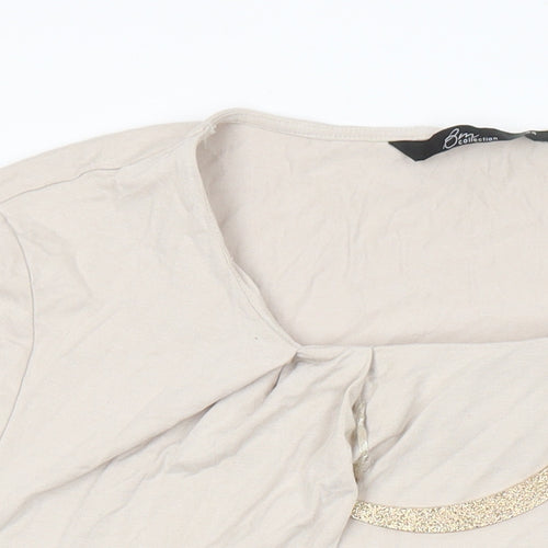 BM collection Womens Beige Viscose Tunic Blouse Size 24 Scoop Neck