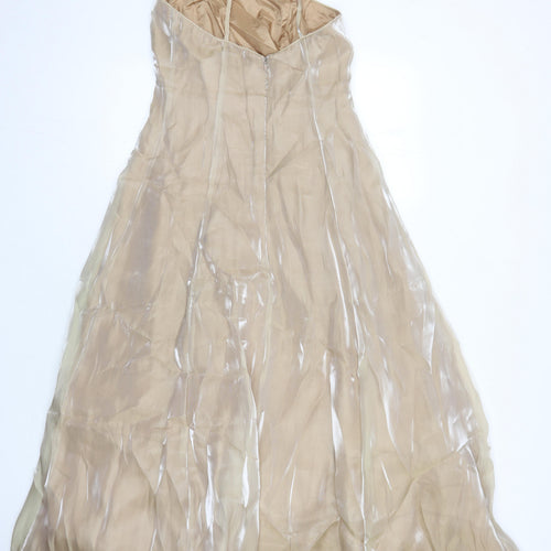 Debut Womens Beige Nylon Ball Gown Size 10 Sweetheart
