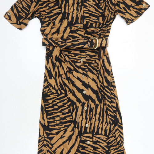 Petra Womens Multicoloured Geometric 100% Cotton Shirt Dress Size 14 V-Neck
