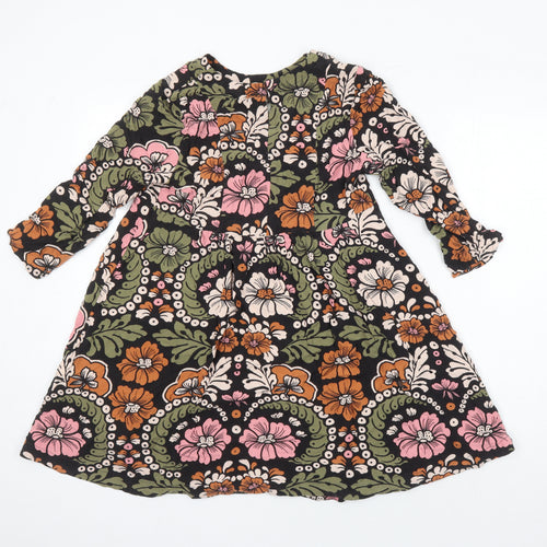 H&M Womens Multicoloured Floral Viscose A-Line Size 10 Round Neck