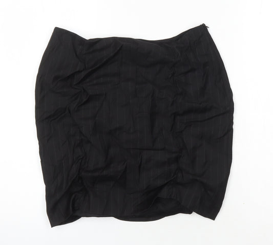 Lambros milona Womens Black Viscose Mini Skirt Size 14 Zip