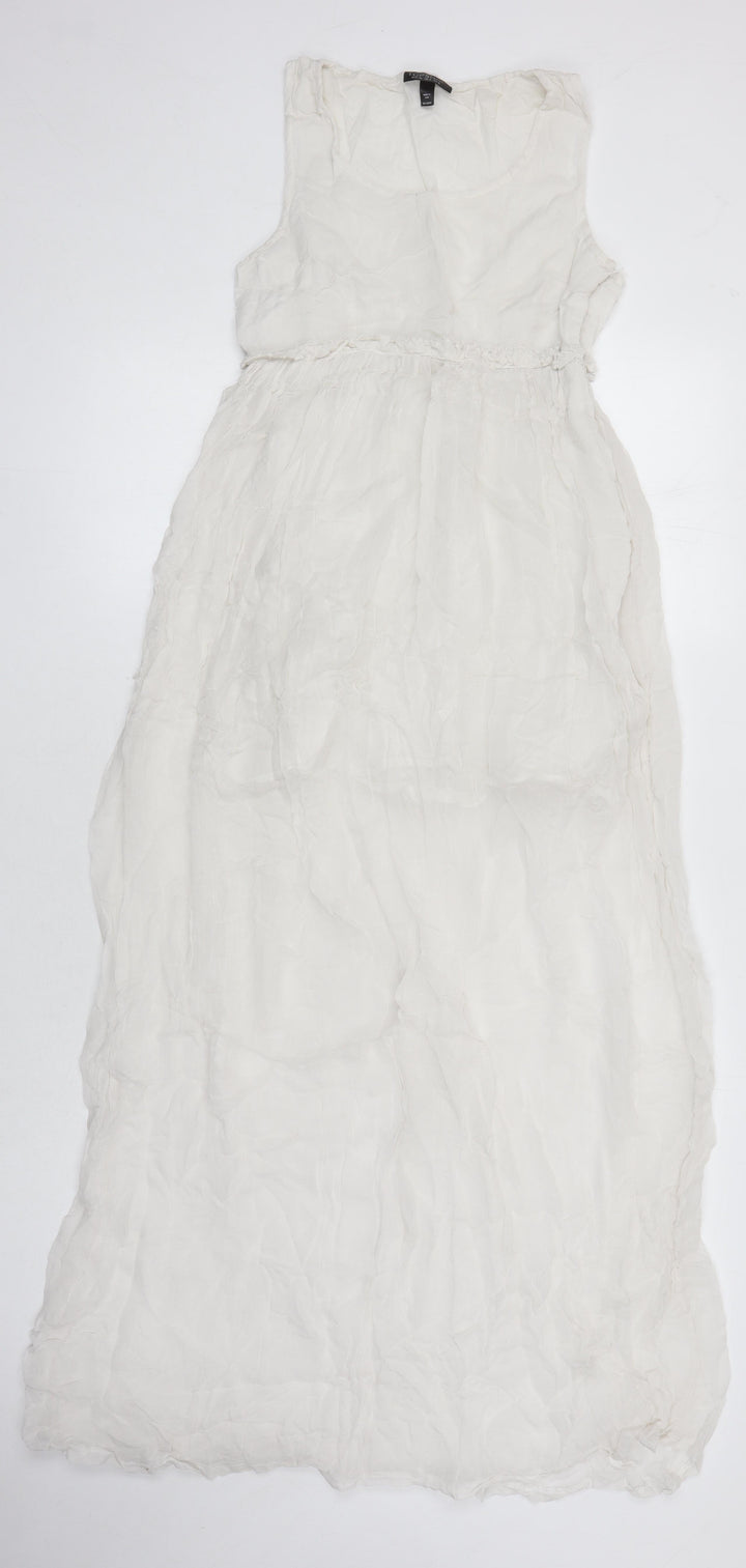 Topshop Womens White Trivinyl Maxi Size 8 Scoop Neck Zip