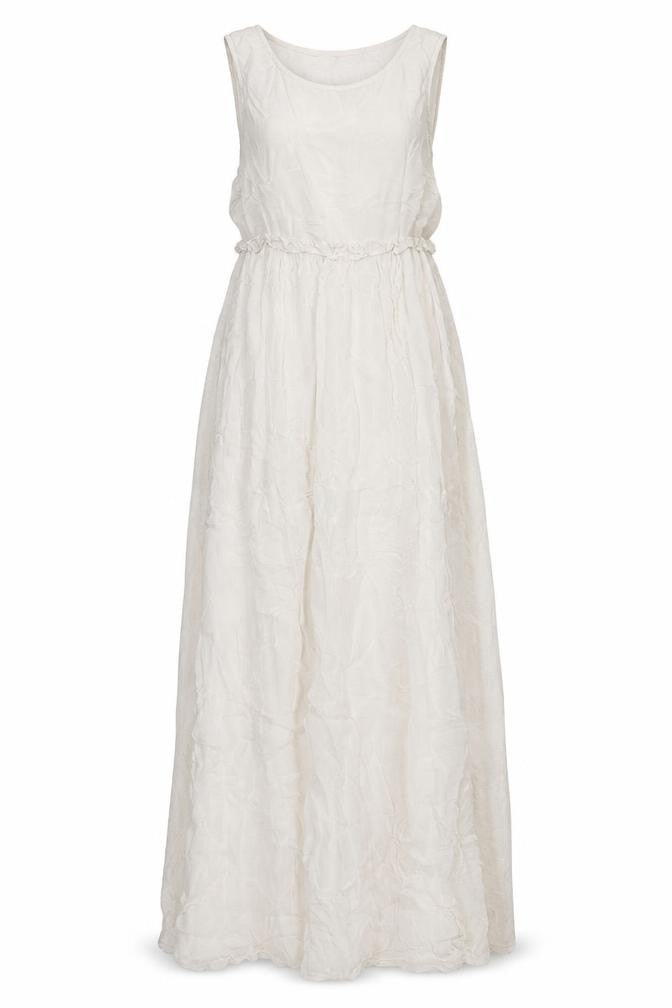 Front view of Topshop women’s white trivinyl maxi, size UK 8, scoop neck zip