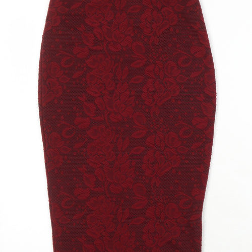 Select Womens Red Polyester Straight & Pencil Skirt Size 8 - Elasticated waist