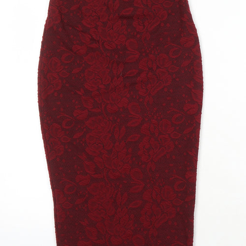 Select Womens Red Polyester Straight & Pencil Skirt Size 8 - Elasticated waist