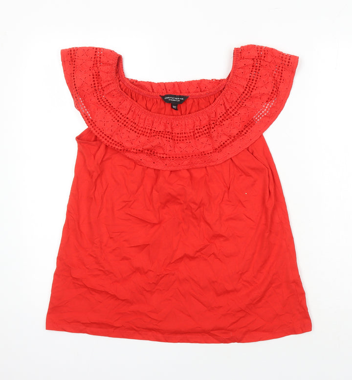 Dorothy Perkins Womens Red Cotton Tunic T-Shirt Size 16 Boat Neck
