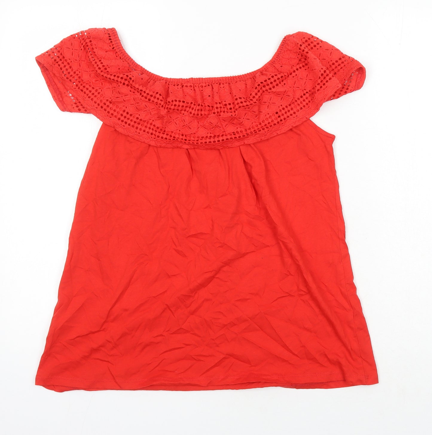 Dorothy Perkins Womens Red Cotton Tunic T-Shirt Size 16 Boat Neck