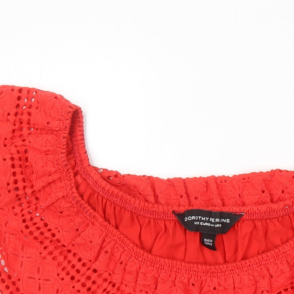 Dorothy Perkins Womens Red Cotton Tunic T-Shirt Size 16 Boat Neck