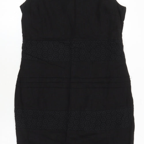 BHS Womens Black Linen Shift Size 14 Round Neck