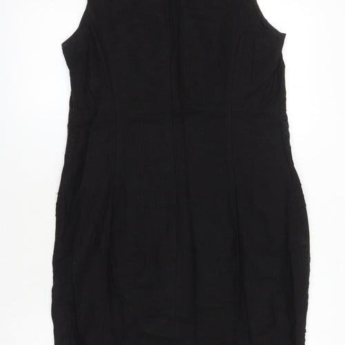 BHS Womens Black Linen Shift Size 14 Round Neck