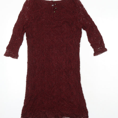 Redoute Womens Purple Cotton Pencil Dress Size 14 Boat Neck
