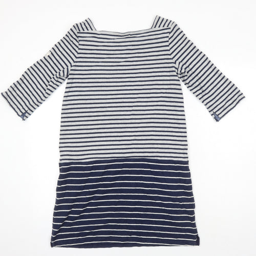 Joules Womens Multicoloured Striped 100% Cotton Sheath Size 10 Square Neck - Pockets on front