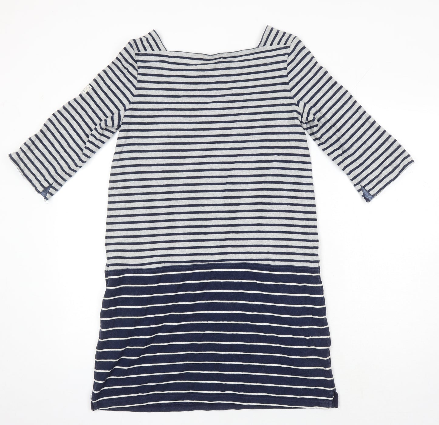 Joules Womens Multicoloured Striped 100% Cotton Sheath Size 10 Square Neck - Pockets on front