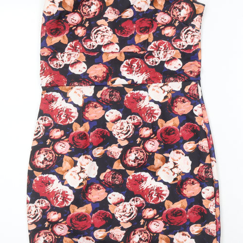 Body Flirt Womens Multicoloured Floral Polyester Pencil Dress Size 8 Boat Neck