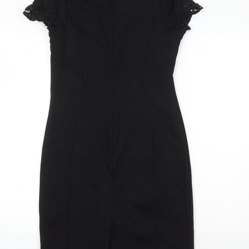 Dahlia Womens Black Viscose Pencil Dress Size XS Round Neck Zip