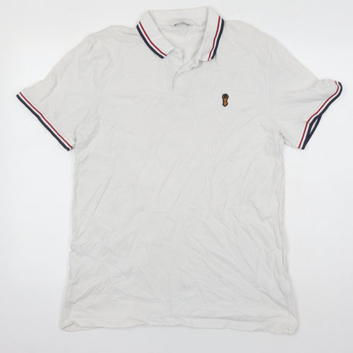 NEXT Mens White Cotton Polo Size L Collared