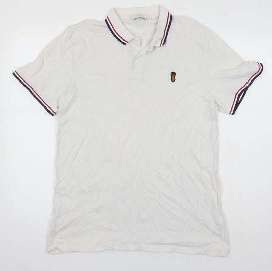 NEXT Mens White Cotton Polo Size L Collared