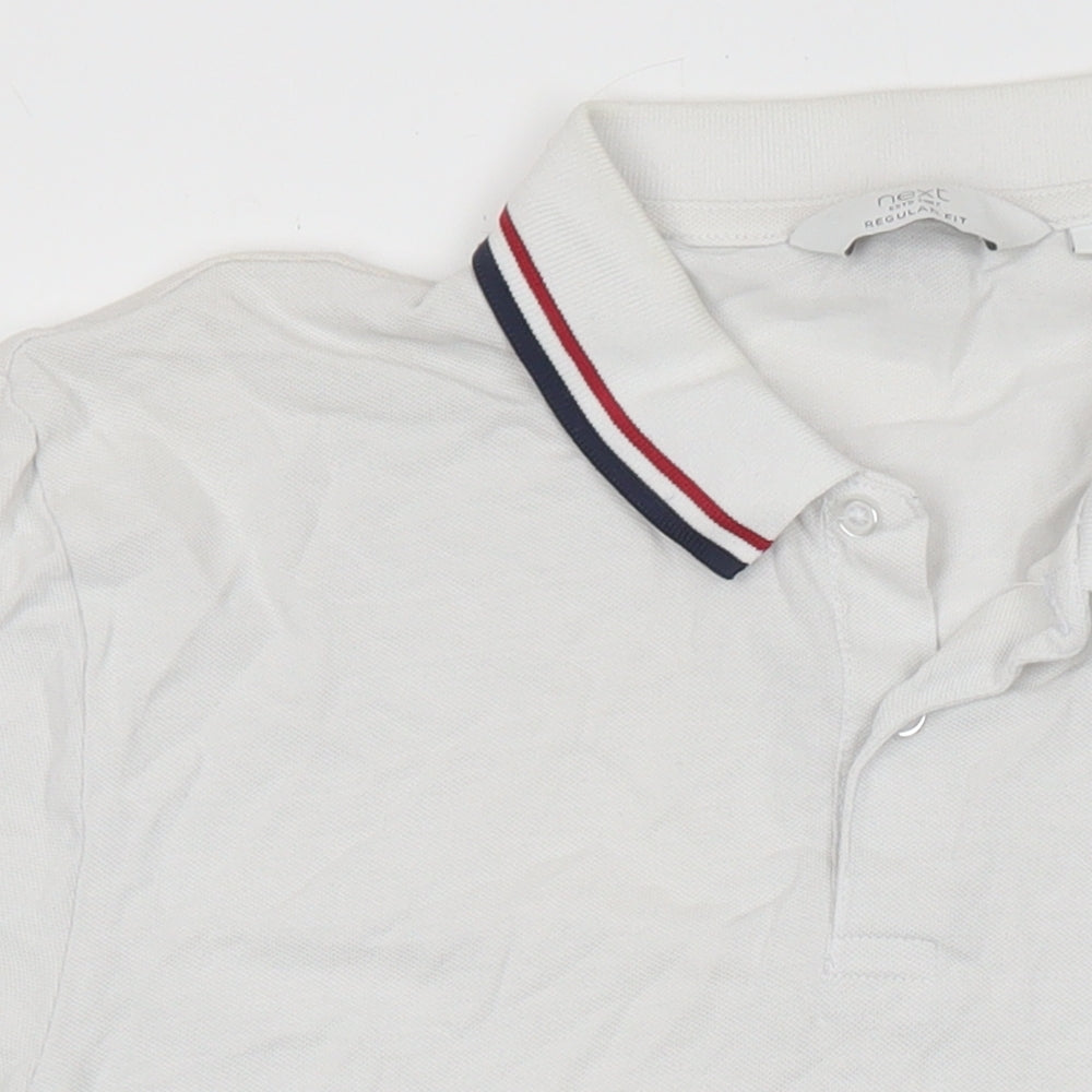 NEXT Mens White Cotton Polo Size L Collared