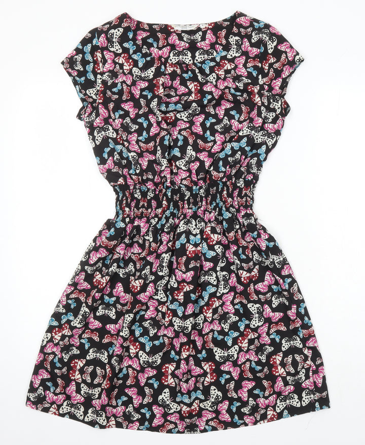 New Look Womens Multicoloured Geometric Polyester A-Line Size 8 Scoop Neck