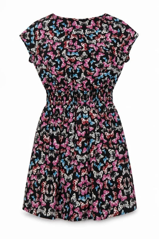 Front view of New Look women’s multicoloured geometric polyester a-line, size UK 8, scoop neck