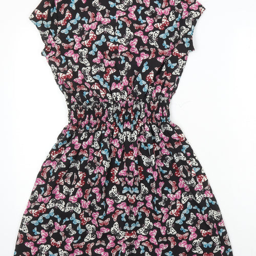 New Look Womens Multicoloured Geometric Polyester A-Line Size 8 Scoop Neck