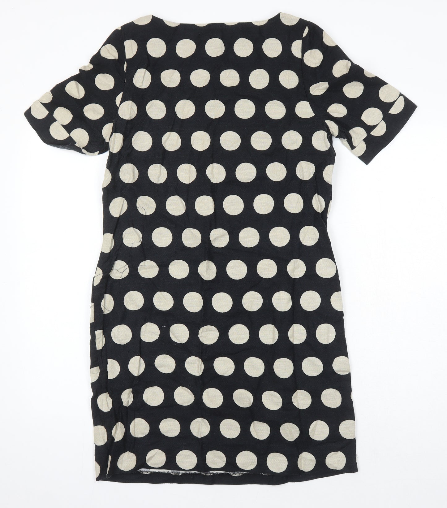 Cath Kidson Womens Black Plaid 100% Cotton Shift Size 10 Scoop Neck - Pockets on front