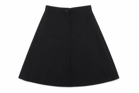 Front view of Diolden women’s black polyester a-line skirt, size UK 10, zip