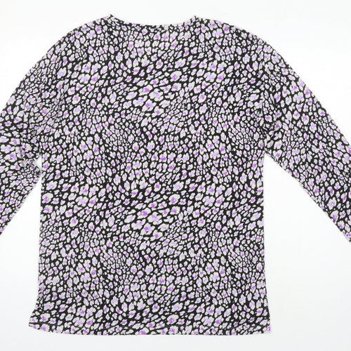M&S Womens Multicoloured Geometric Polyester Basic T-Shirt Size 12 Roll Neck