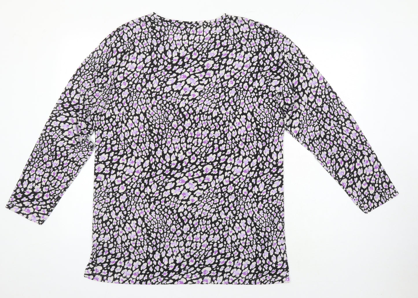 M&S Womens Multicoloured Geometric Polyester Basic T-Shirt Size 12 Roll Neck